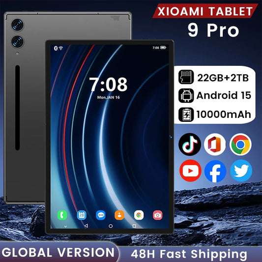 NEW Xioami Tablet Pad 9 Pro Android 15 22GB+2TB 10.1 inch Tablet PC 5G Dual SIM Card Global Version Tab 10000mAh Google Tablette