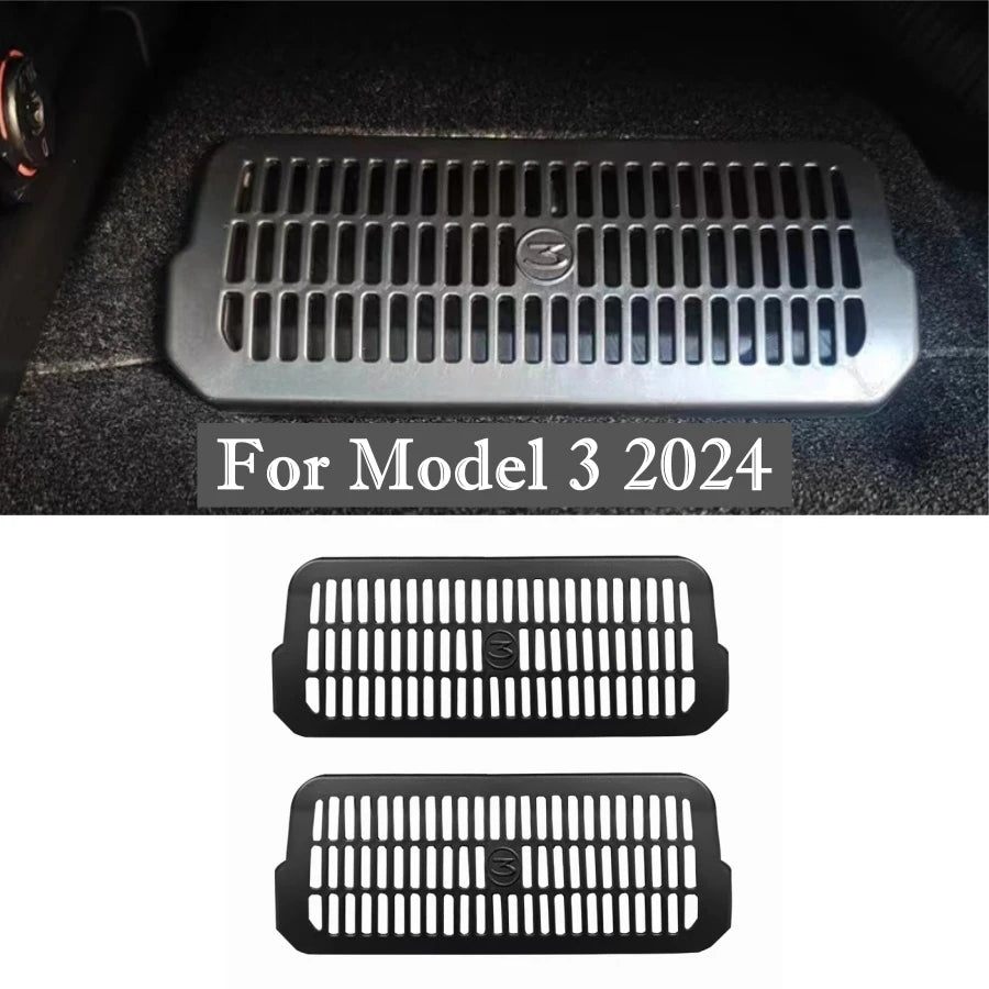 For Tesla Model 3 2024-2016 Backseat Air Vent Cover For Model 3 Highland 2024 ABS Air Flow Vent Grille Protection 2PCS Set