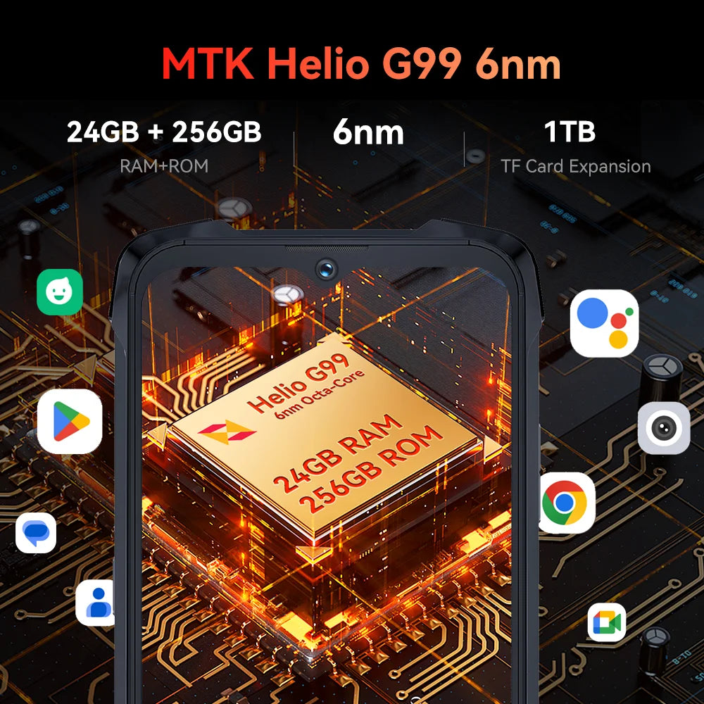 Cubot King Kong 9, 120Hz 6.583“ Screen, Helio G99, IP69K Waterproof Rugged, 24GB RAM (12GB+12GB), 256GB ROM, 100MP Camera, NFC