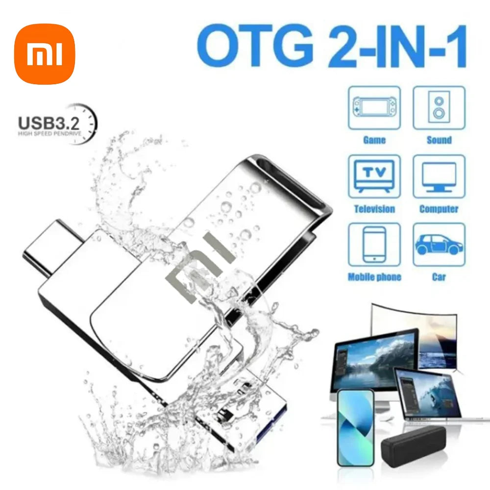 Xiaomi 16TB 3.2 USB Flash Drive Waterproof High Speed Transfer Type-c 2-In-1 Interface Universal for Mobile Phone Computer