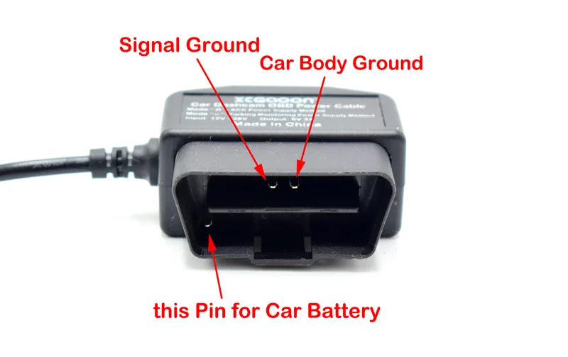 XCGaoon 24Hours 5V 3A USB Car Charge Cable OBD Hardwire Kit With Switch 0.5meter Wire For Dash Cam Camcorder Vehicle DVR