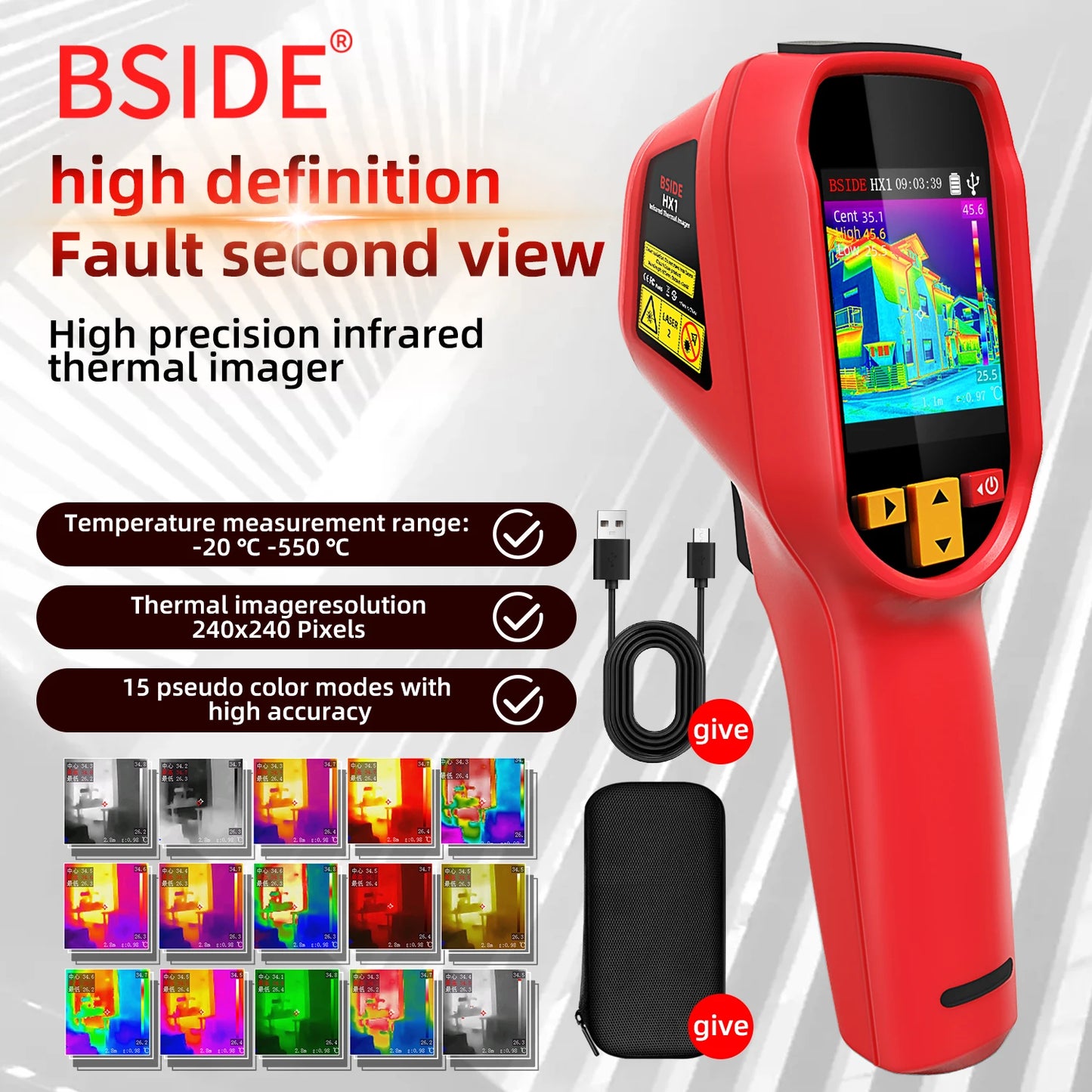 BSIDE Thermal Imager HX1 NEW Camera Laser Thermographic 240×240 Resolution For Circuit PCB Repair Pipeline Detection Medical