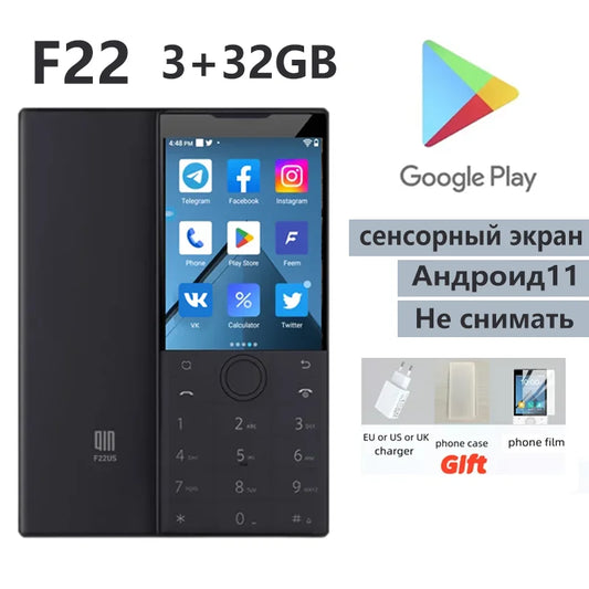 New Qin F22 Поддержка сервисов Google, 4G, многоязычность. Смартфон с сенсорным экраном и кнопками 3ГБ+32ГБ