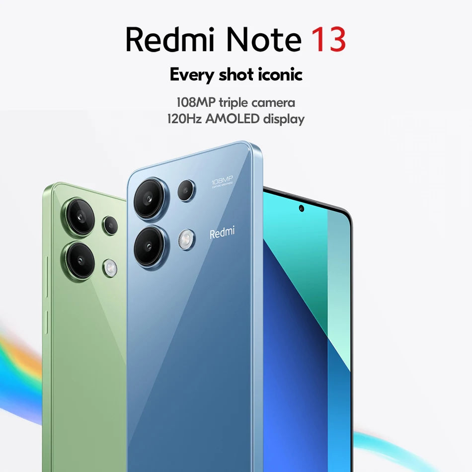 Global Version Xiaomi Redmi Note 13 4G Cellphone 128GB/256GB 120Hz AMOLED 108MP Main Camera 33W Fast Charging Snapdragon 685