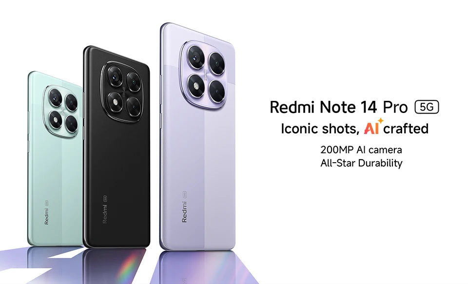 Global Version Xiaomi Redmi Note 14 Pro 5G 256GB / 512GB ROM MediaTek Dimensity 7300-Ultra 200MP Camera 5110mAh 6.67" AMOLED 45W