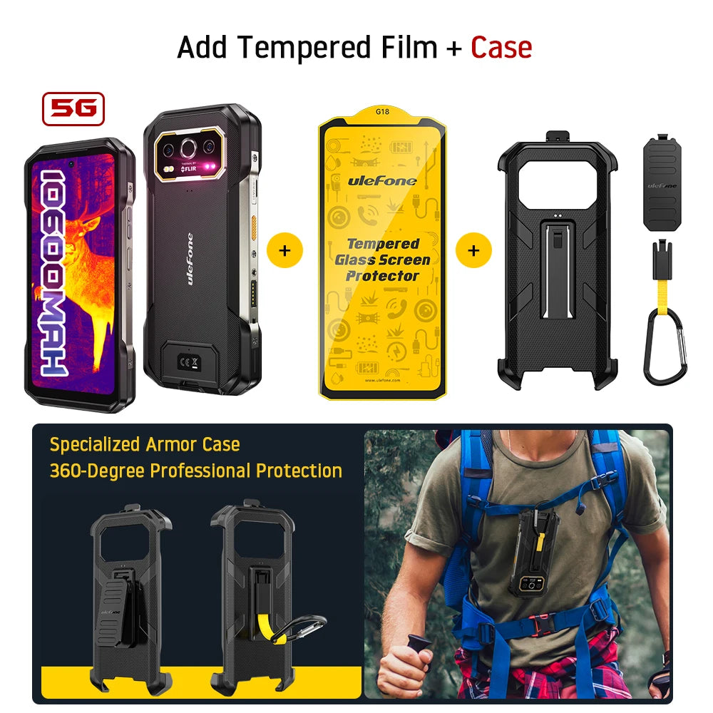 Ulefone Armor 27T Pro 5G THERMAL BY FLIR® Rugged Phone 10600mAh Android 14 Smartphone 64MP 6.78" 24GB+256GB NFC Mobile Phone