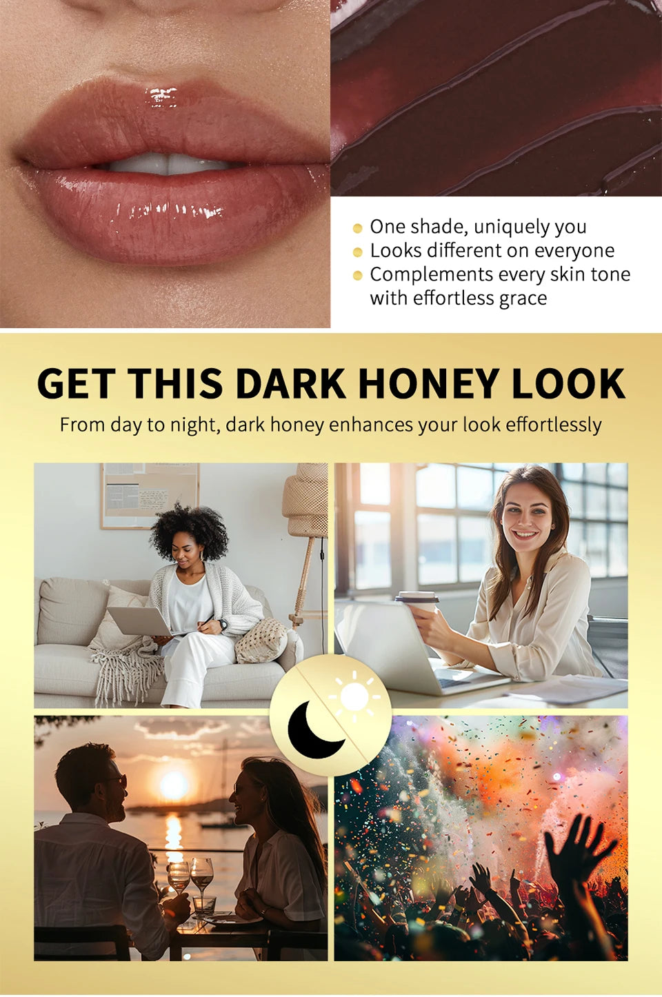 Black Honey Lipstick Long Lasting Moisturizing Natural Lip Plumper Makeup Lip Plumping Gloss Cosmetics Exfoliating for Lip