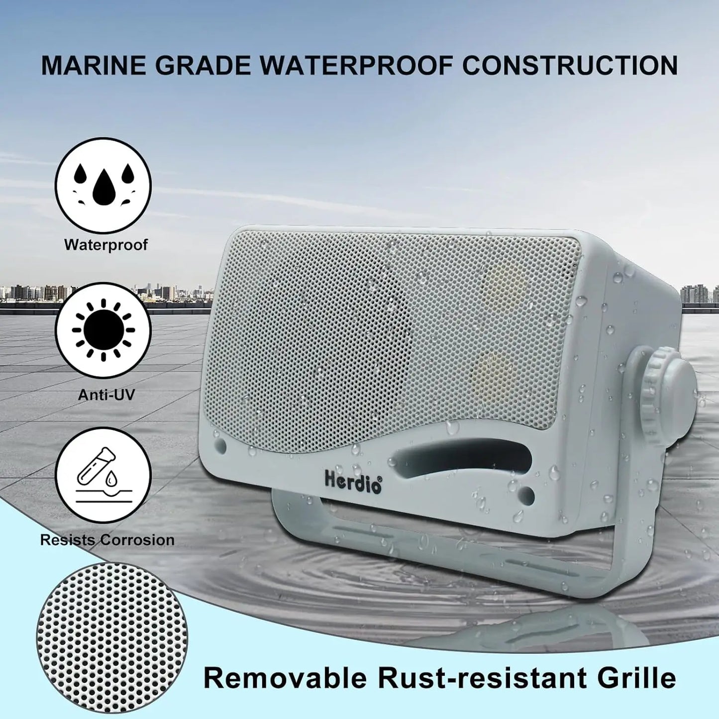 Herdio 3.5 Inch Passive Outdoor Speakers Wired Waterproof 200W 3 Way Premium Mountable Wall Mount Speakers With Superior Sound