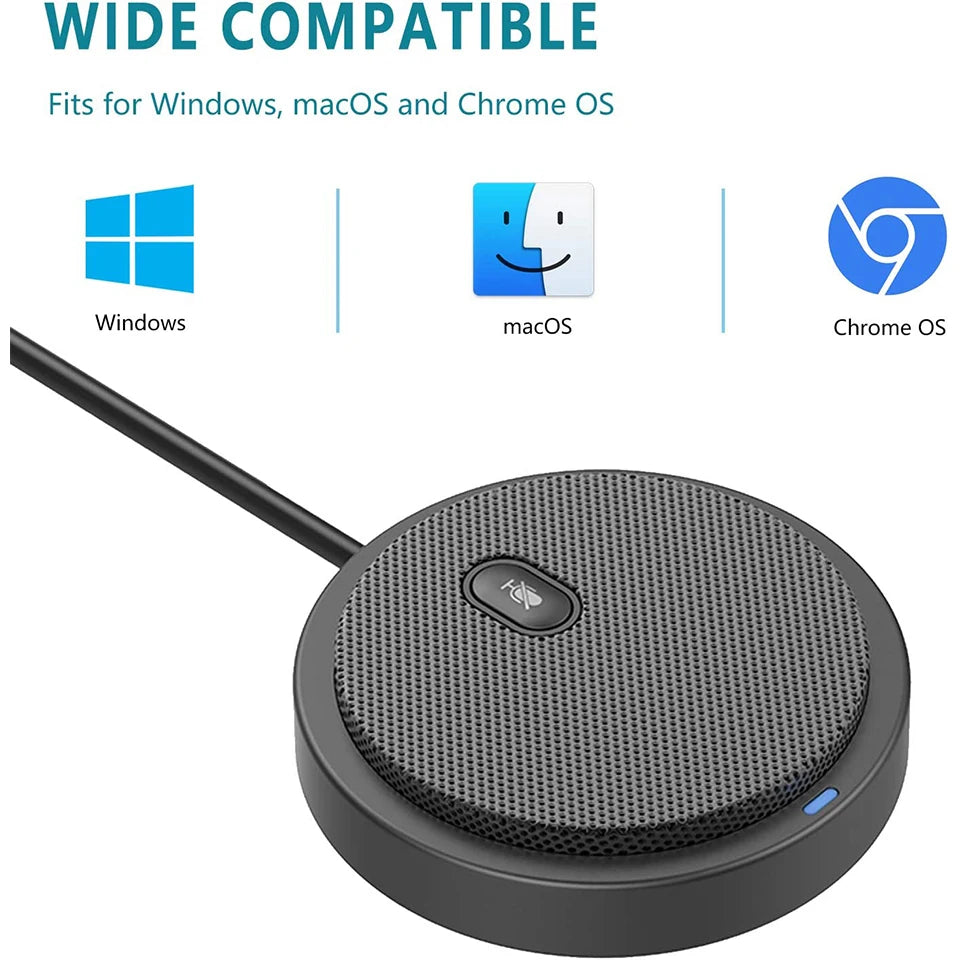 Upgraded USB Conference Microphone 360° Pickup Omnidirectional Condenser Speakerphone with Mute Key for Video Conference Skype