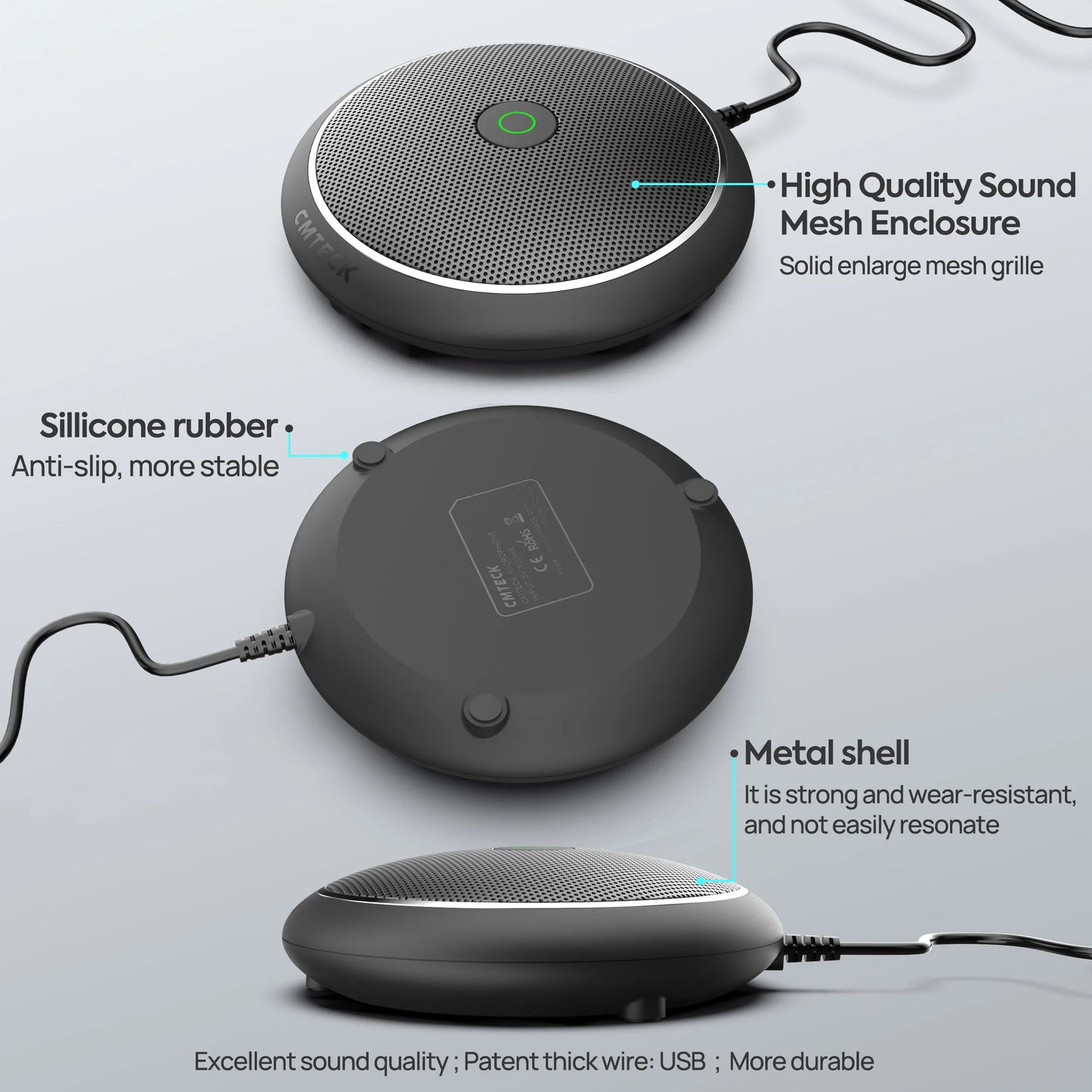 Conference Microphone, CMTECK USB Computer Micro CM003, Mute Function, Omnidirectional Mic for Laptop PC